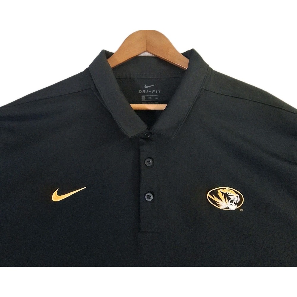 Nike Dri-FIT Missouri Tigers Polo Shirt Mens 3XL Black Mizzou NCAA Golf Top